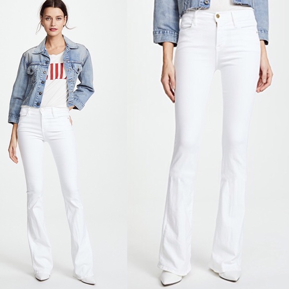 frame white flare jeans